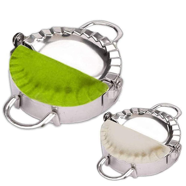 Stainless Steel Dumpling Ravioli Maker Press,AUAM 2 Pack Pierogi Mold - Wonton Mould, Easy-tool for Dumpling Wrapper Dough Stamp Cutter Pastry Pie Making (Small 3 inch,Large 3.75 inch)