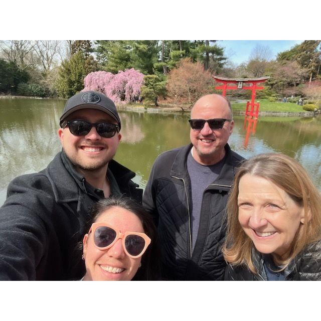 Admiring the Cherry Blossoms at the Brooklyn Botanical Garden with Alex's parents