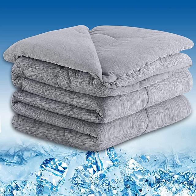 CHOSHOME Cooling Comforter King Size,Cooling Blanket with Q-Max 0.4 Arc-Chill Cooling Fiber, Cool Sleeping Summer Blanket for Night Sweats Hot Sleeper (90" x 90", Gray)