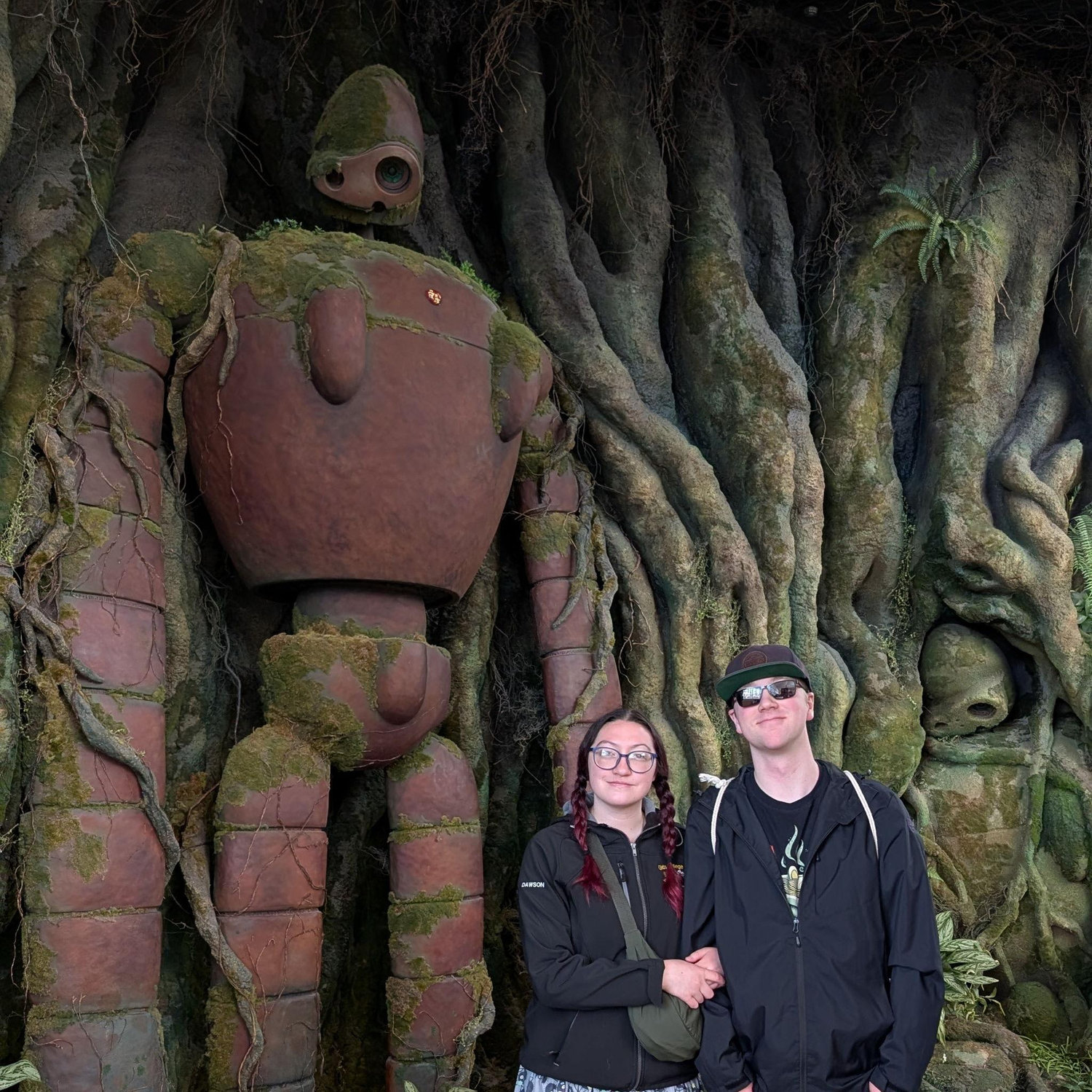 Posing with a Laputian Robot Troopers from Castle in the Sky at the Ghibli Park in Nagato Japan