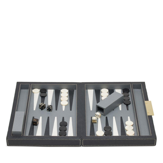 Pigeon & Poodle Sebina Leather & Horn Backgammon Set, Small