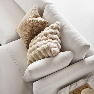 Textured Faux Fur Throw Pillow Cover