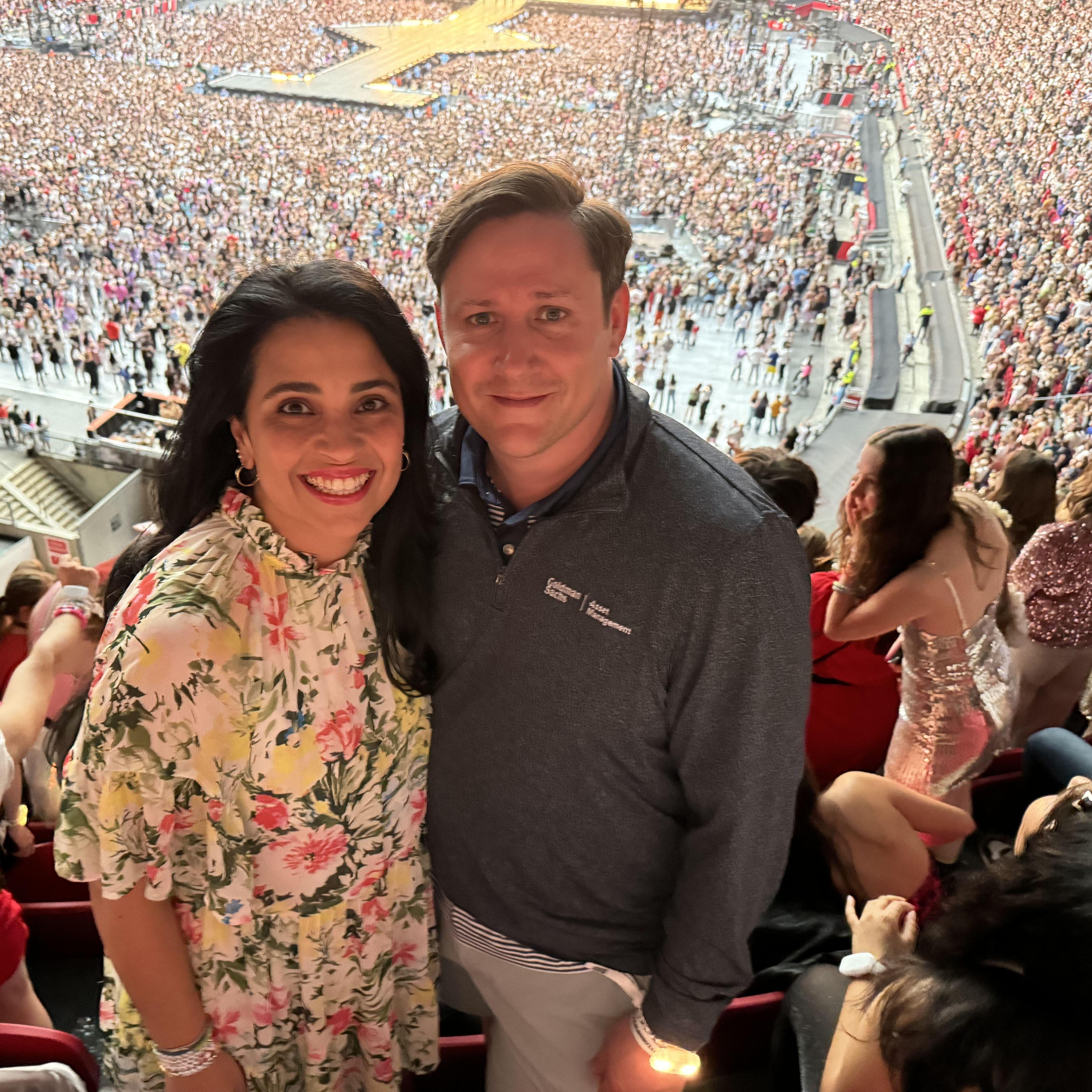 We are in our "lovers" phase of the Eras Tour. They attended Taylor Swift's concert in Amsterdam, Holland.