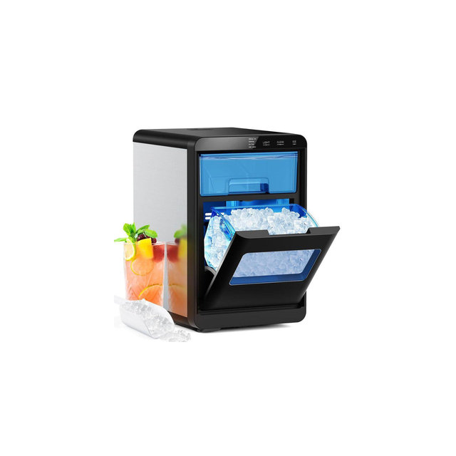 Countertop Nugget Ice Maker, 44 lbs/24H Pebble Ice Machine with Scoop and Removable Basket, Sonic-Style Crushed Ice for Home, Kitchen, Office