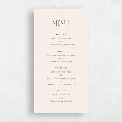 Linen, Beige Wedding Menu - Roberts