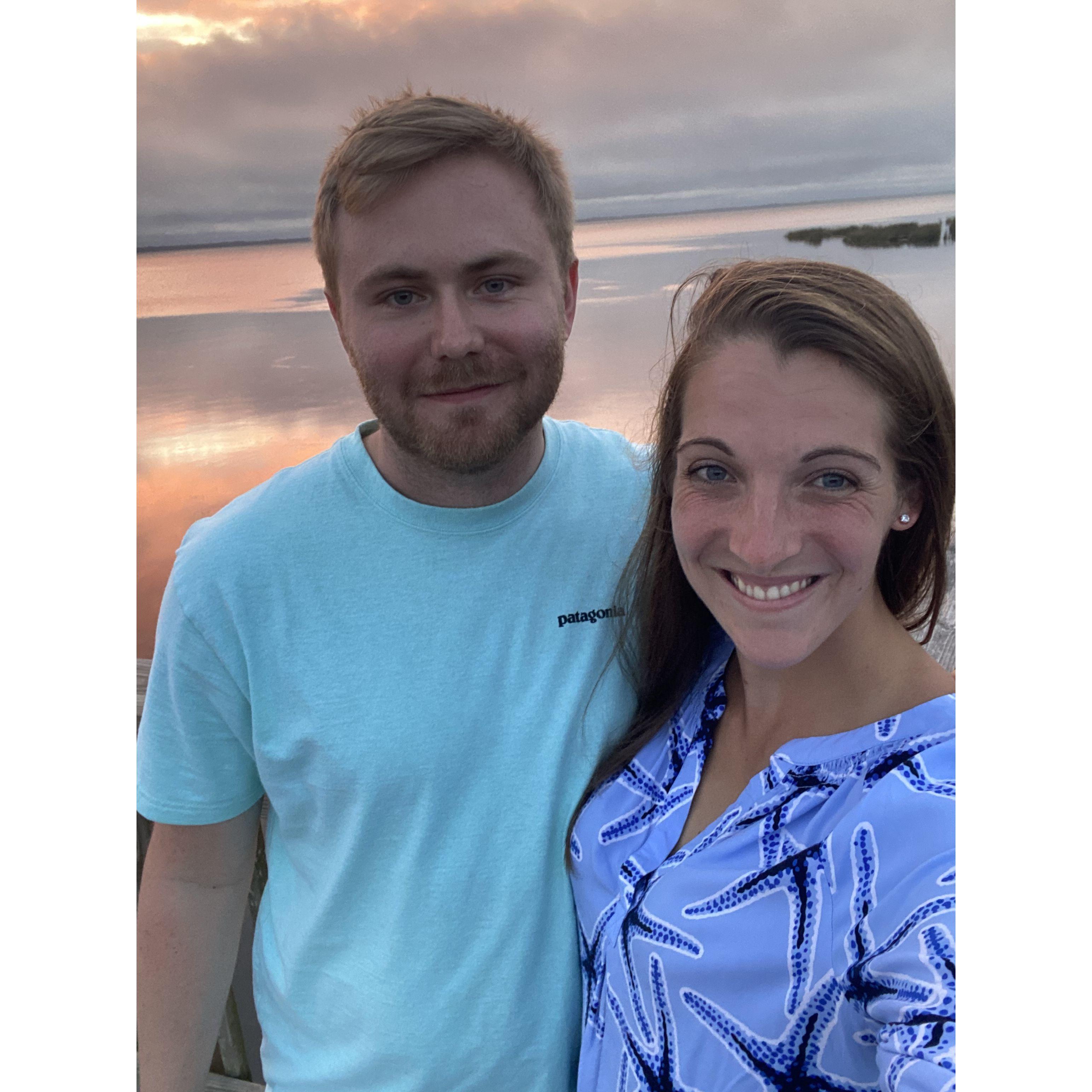 Our first photo together after dinner at NC Coast