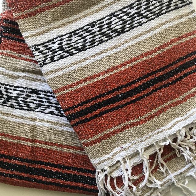 Mexican Falsa Blanket Authentic Color (Orange/Tan/Black)