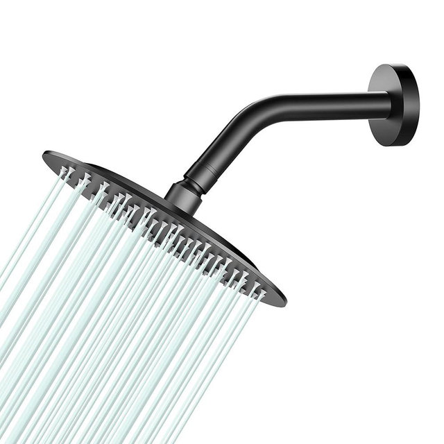 AULEEND All Metal Rain Shower Head - Heavy Duty Stainless Steel, Easy Install, High Water Flow, Ultra-Thin Modern Design for Bathroom (D-Matte Black, 8)