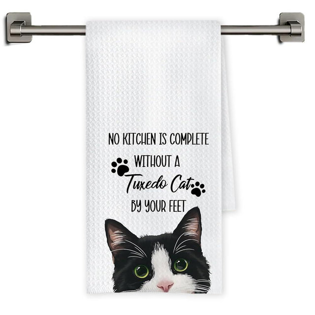 Chicimln Funny Tuxedo Cat Kitchen Towels, Tuxedo Cat Gifts Decorative Hand Towels, Gifts for Cats Lovers Dish Tea Towel Drying Cloth for Kitchen Decor, 16x24 Inch