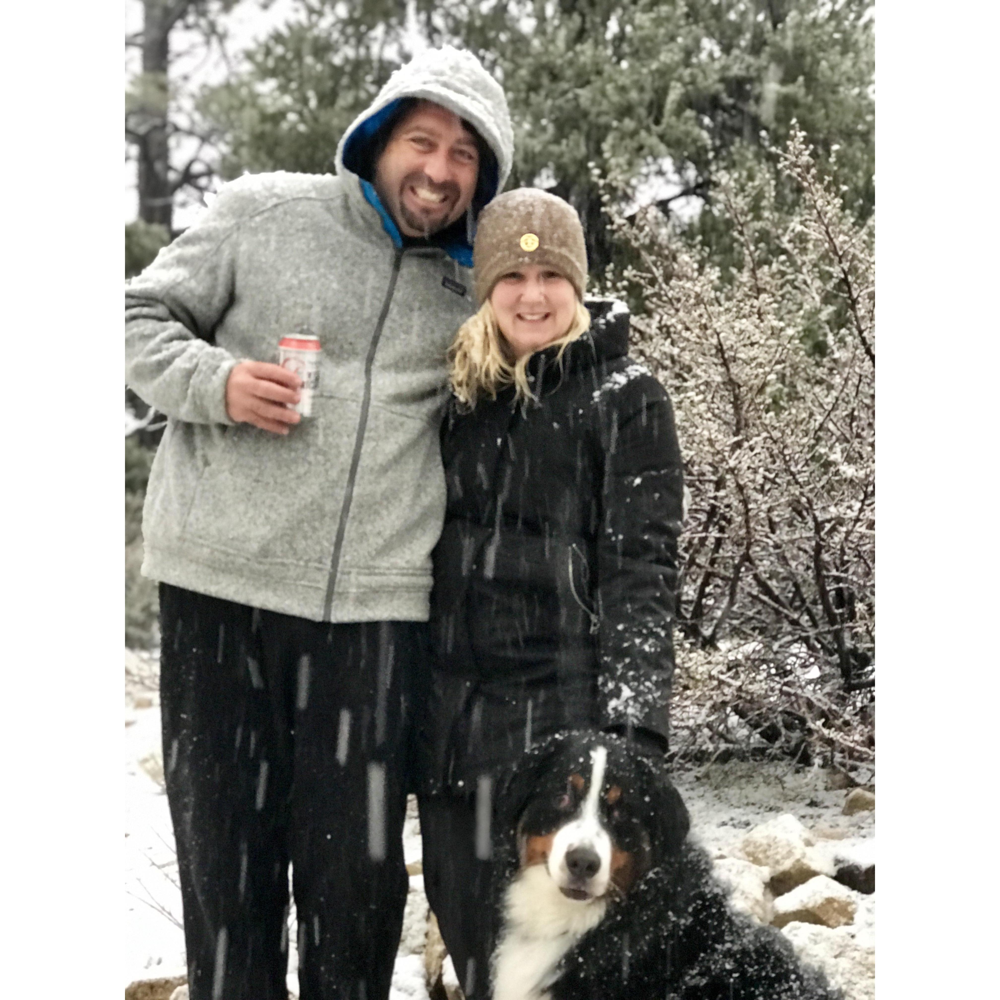Rainier's first trip to the snow... and our first trip together to the snow too ❄️