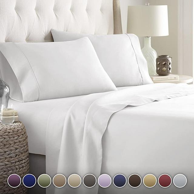 Hotel Luxury Bed Sheets Set-Top Quality Softest Bedding 1800 Series Platinum Collection-Deep Pocket,Wrinkle & Fade Resistant (Twin, White)