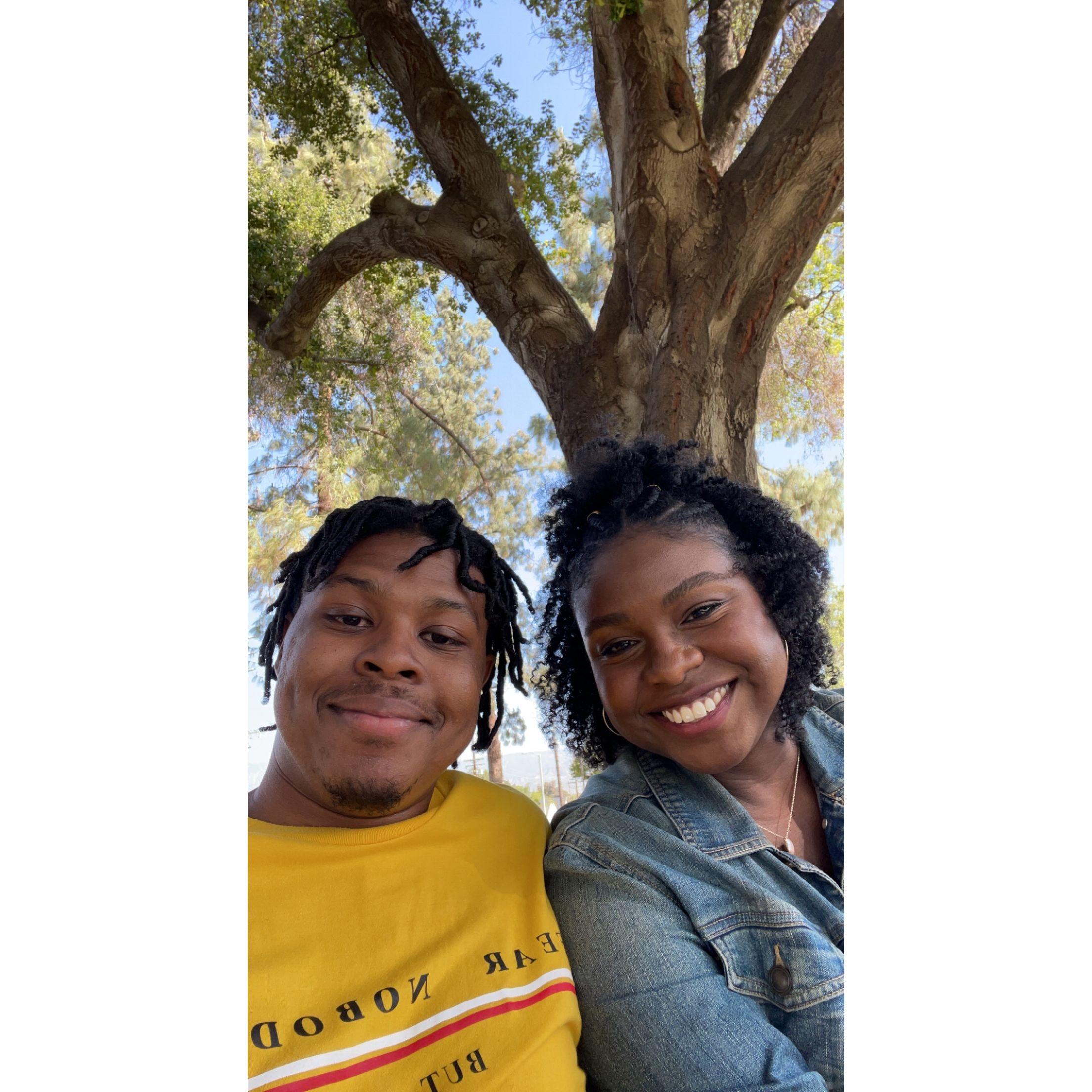 At our picnic date early on in our relationship!