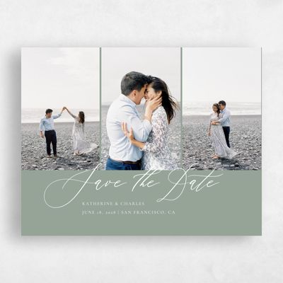 Sage, Green Wedding Save the Date - Violin Photo