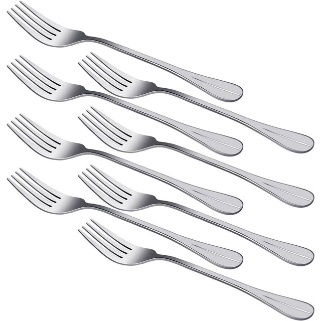 Unique Bargains Dinner Stainless Steel Tableware Fruit Dessert Steak Forks Set 7" Long 8 Pcs