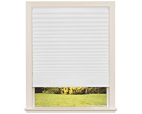Easy Lift Trim-at-Home Cordless Pleated Light Filtering Fabric Shade White, 48 in x 64 in, (Fits windows 31"- 48")
