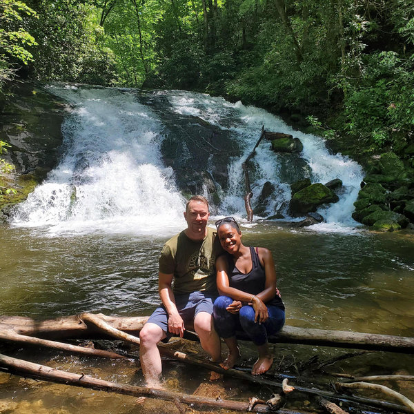 This was our first overnight trip to North Carolina. We were taking in the view, when a couple seated behind us offered to snap this shot :)