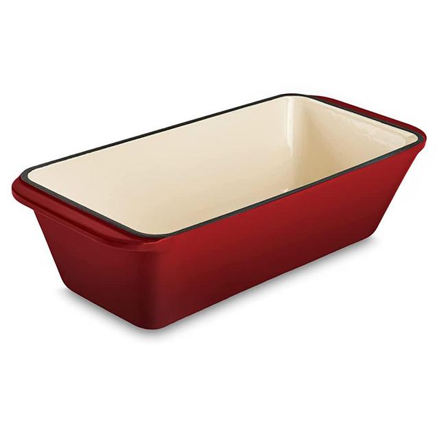 Enameled Cast Iron Loaf Pan - Bread Baking Mold, Meatloaf Pan, Casserole suitable for all heat sources and dishwasher safe for optimal baking and cooking experience (Cherry)