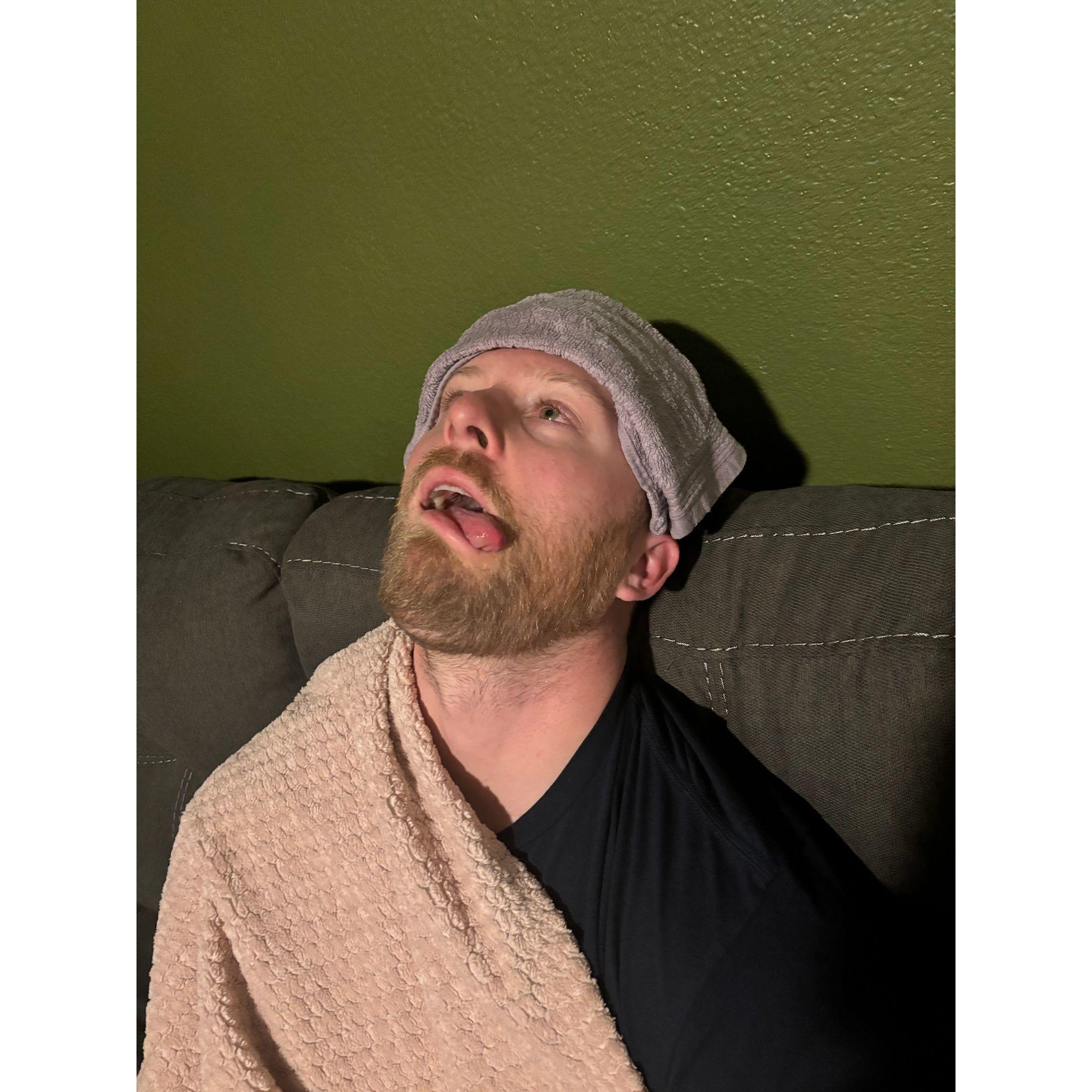 Ryan got sick with a fever. He apparently felt like dying.