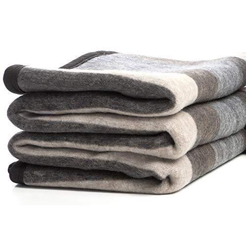 Desert Breeze Distributing Alpaca and Sheep Wool Blanket, Soft and Thick, 72 x 88 inches Full/Queen, Earth Tones with Tan Stripes, Andean Collection, Made in Peru