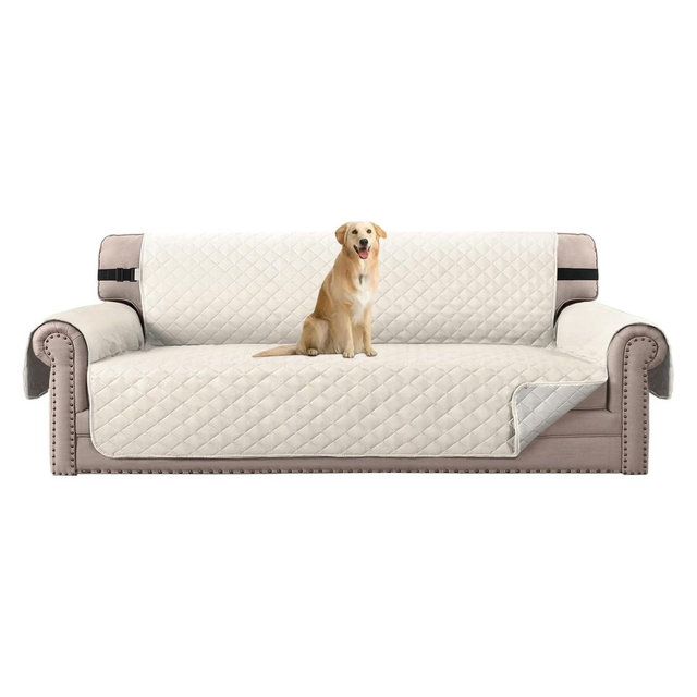 H.Versailtex Reversible Sofa Covers Water Repellent Chair Slipcover for Dogs Pets Furniture Protector IVORY Oversized Sofa
