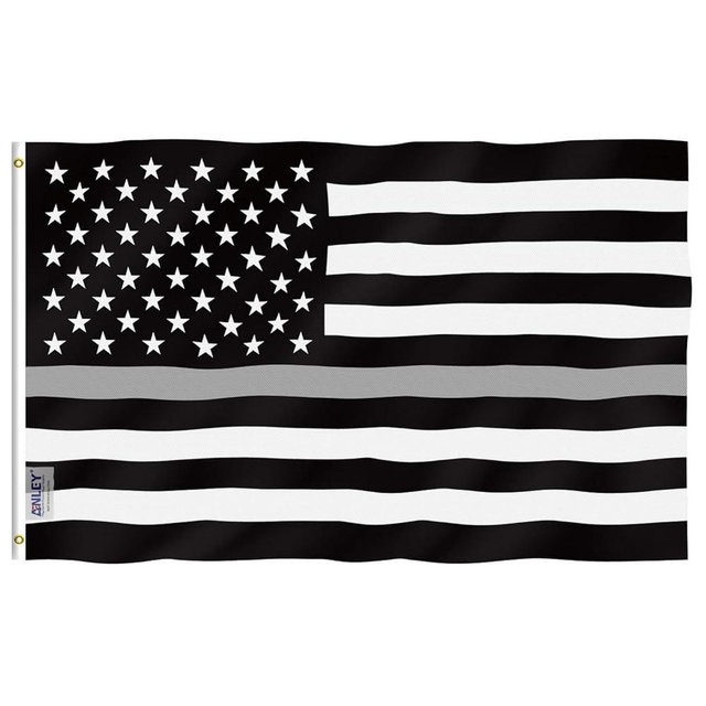 Anley Fly Breeze 3x5 Feet Thin Gray Line United States Flag - Vivid Color and Fade proof - Canvas Header and Double Stitched - United States Flags Polyester with Brass Grommets 3 X 5 Ft