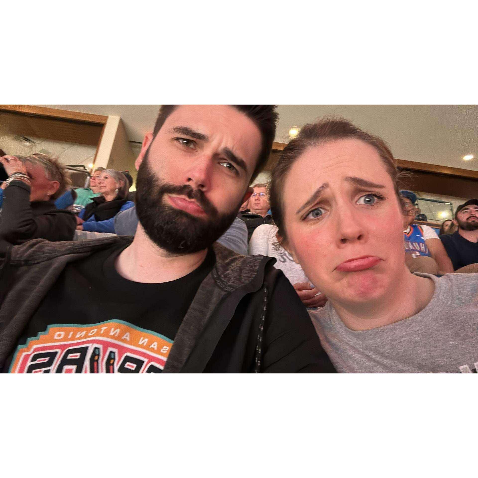 Josh's Christmas present - tickets to the San Antonio Spurs! However our boy Wemby didn't play, so they lost.