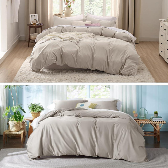 Bedsure Queen Size Duvet Cover Set - Soft Prewashed Duvet Cover & Cooling Lyocell Cotton Hybrid Duvet Cover Bundle Set