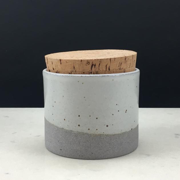 Canister w/ Classic Cork | 3.5" x 3" | Greystone/Snow White