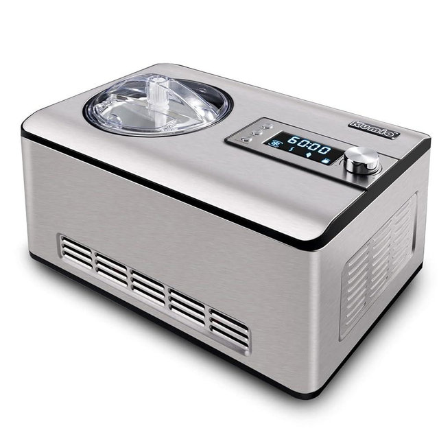 KUMIO 2.2-Quart Ice Cream Maker with Compressor, No Pre-Freezing, Stainless Steel Ice Cream Maker Machine with LCD Display, Timer, 2 in 1 Ice Cream Yogurt Machine, Electric Fruit Yogurt Machine, 180W