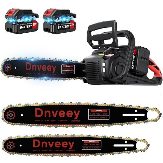 Snoonwee 2100W Battery Powered Chainsaw for Storm Cleanup, 18 and 16-Inch Interchangeable Bars, 42V Max Cordless Electric Chain Saw with Two 4.0Ah Batteries for Backyard Tree Felling(SW3100)