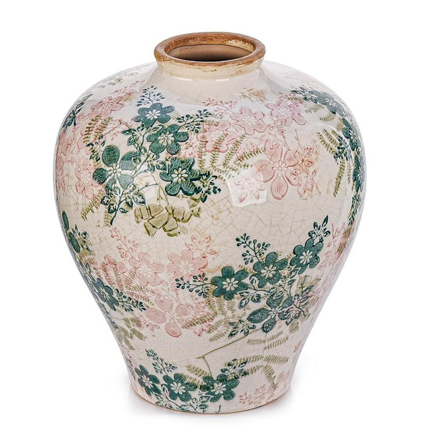 Sungmor Vintage Ceramic Flower Vase - 9.4 Inch Retro Ice Cracked Glaze Chinoiserie Vase, Rustic Farmhouse Home Décor Accent for Dried Flowers, Greenery - Table Centerpieces, Shelf, Mantel Decor