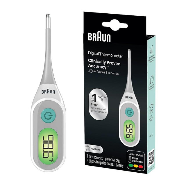 Braun Digital Thermometer, Clinically Accurate, Color Coded Fever Guidance for Baby, Toddlers, Kids & Adults, Oral, Rectal or Underarm use, No 1 Brand Recommended by Pediatricians, FSA & HSA Eligible
