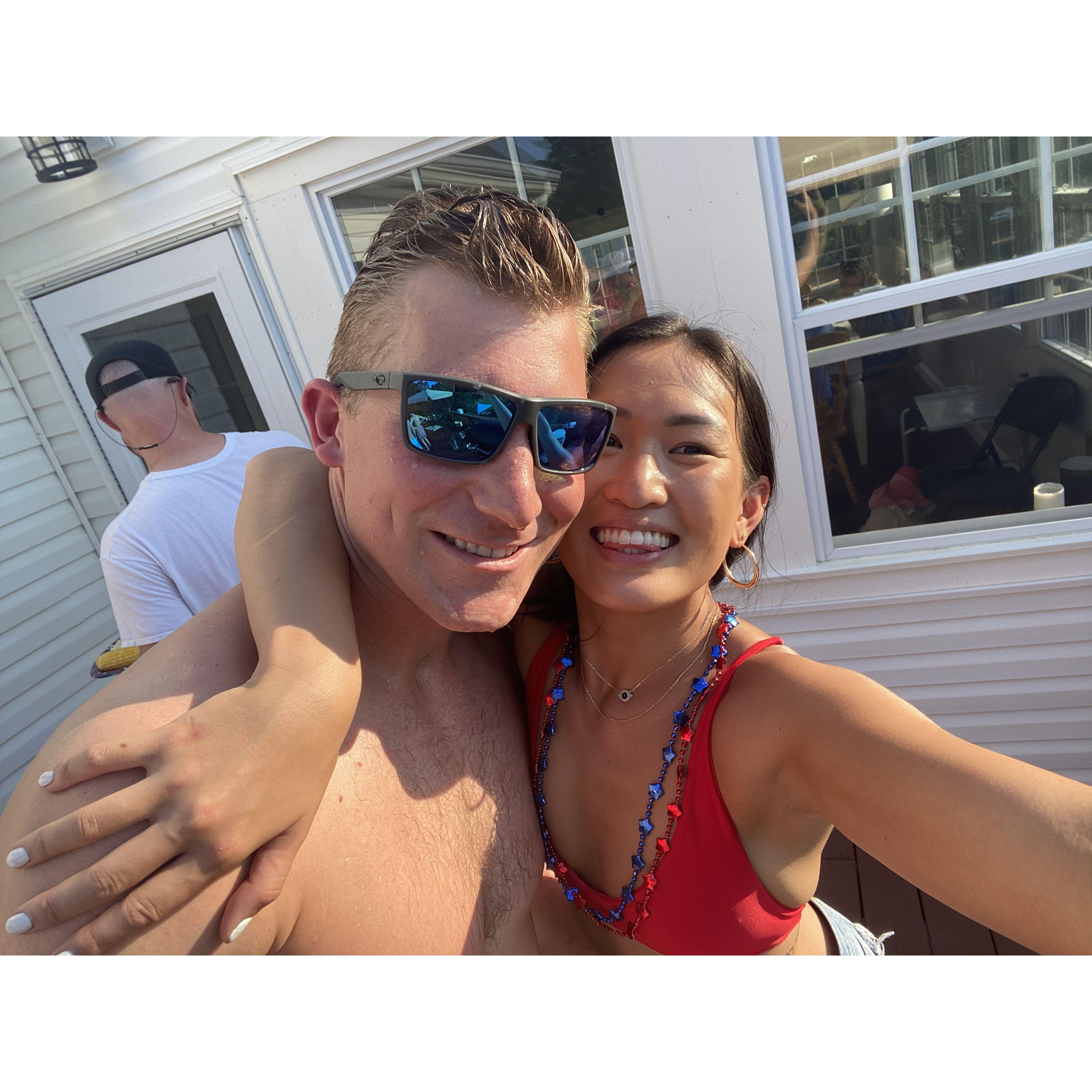 July 2021: Our first party we hosted together! It was the 4th of July, and Joel just bought the house in MD less than a year ago.