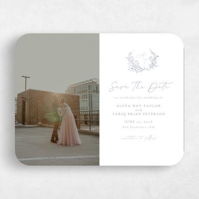 White Rounded Wedding Save the Date - Marnina Photo
