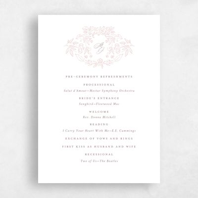 Blush, Pink Wedding Program - Eze
