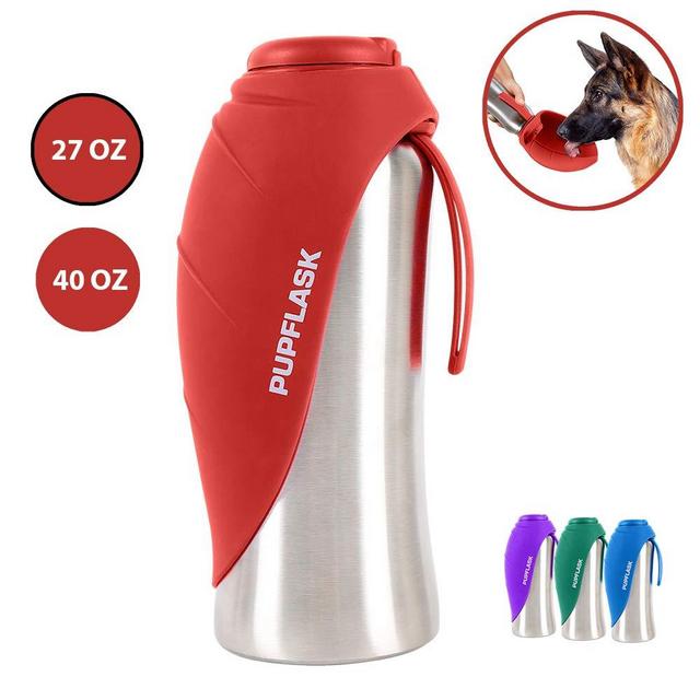 Tuff Pupper PupFlask Portable Water Bottle | 27 or 40 OZ Stainless Steel | Convenient Dog Travel Water Bottle Keeps Pup Hydrated | Portable Dog Water Bowl & Travel Water Bottle for Dogs