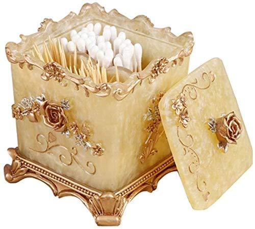 Easycomf Toothpick Holder Dispenser Qtip Holder Vanity Unique Decorative Cute Vintage Gold Golden Box Set Kit For Restaurant Table Appetizer Kitchen Bar Home Parties