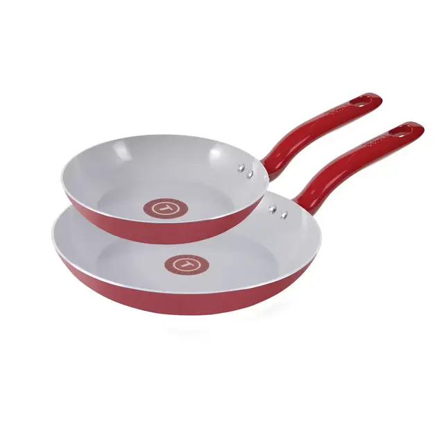 T-Fal 2pk Simply Cook Ceramic Fry Pan Red