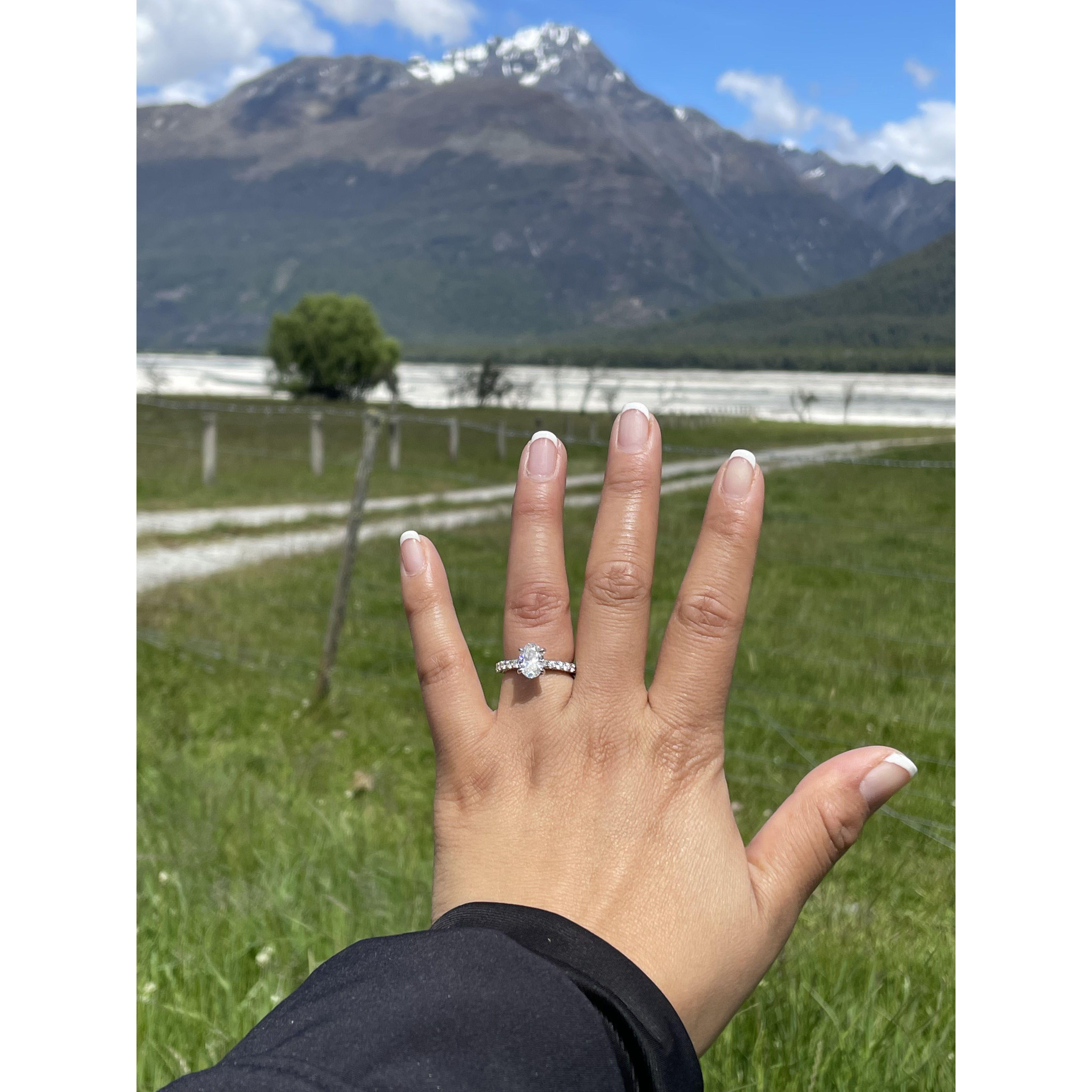 The picture says it all! Engaged.