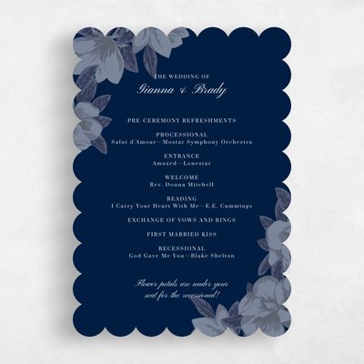Blue Scalloped Wedding Program - Indigo
