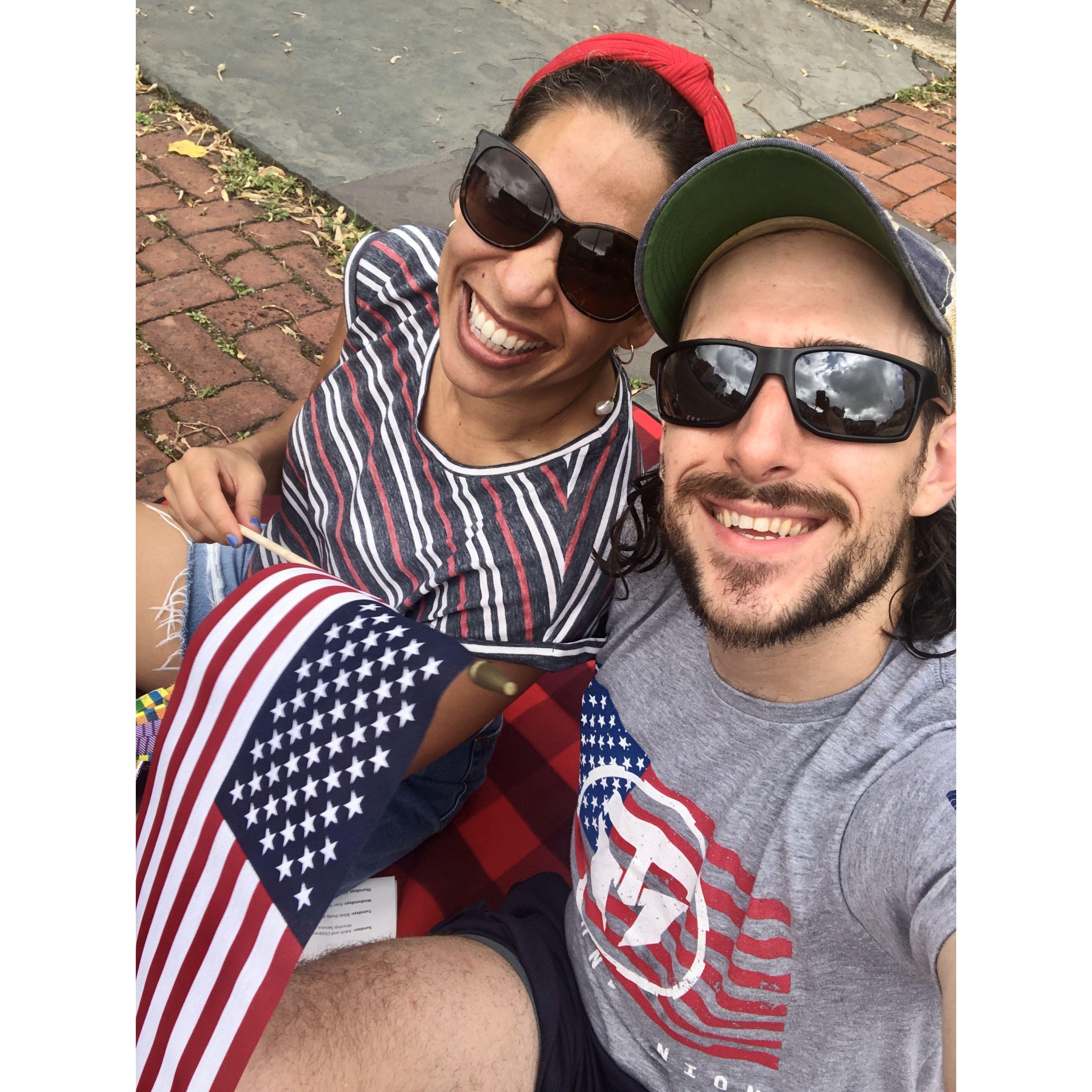 Enjoying the annual 4th of July parade!