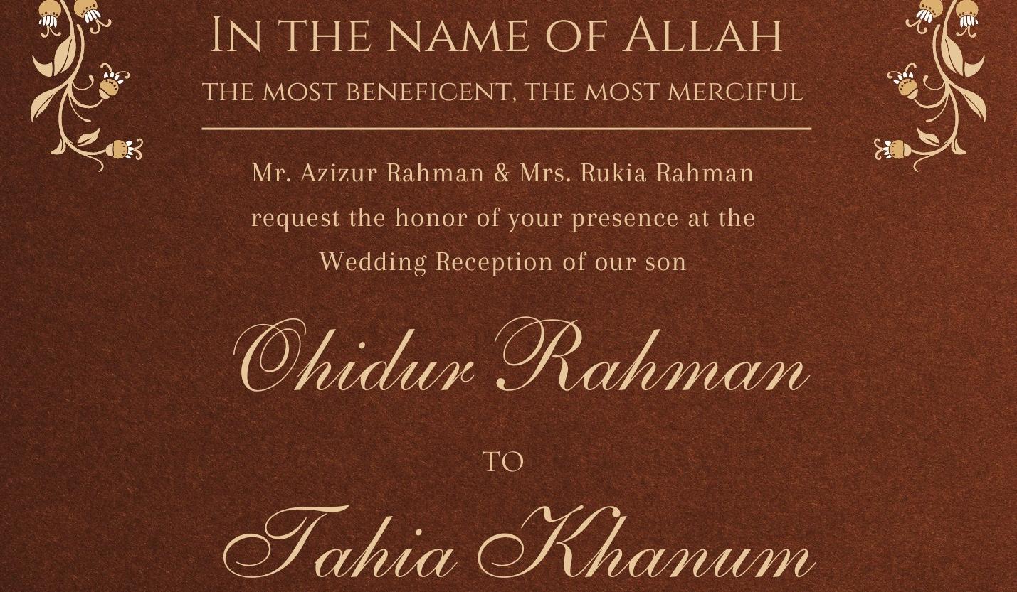 The Wedding Website of Ohidur Rahman and Tahia Khanum