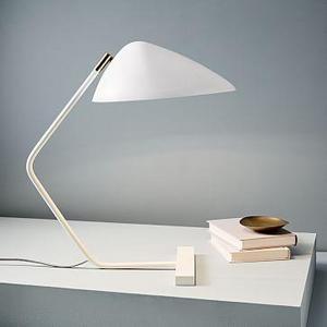 Curvilinear Mid-Century Table Lamp - White