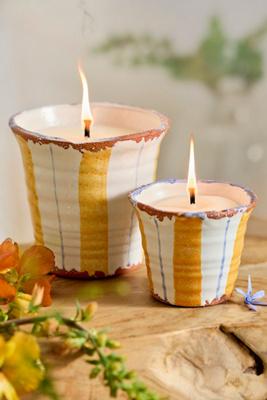 Yellow Stripe Citronella Candle