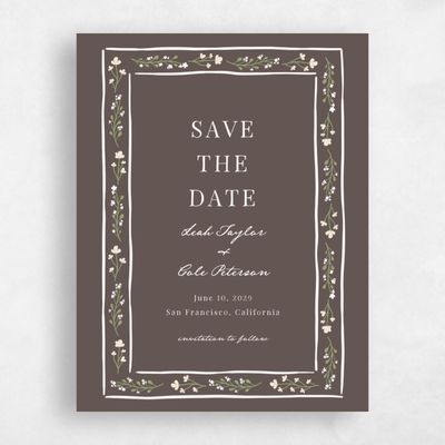 Dark Taupe, Brown Wedding Save the Date - Maeva Portrait