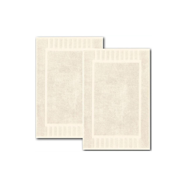 White Classic Luxury 100% Cotton Bath Mats Set of 2 - 22x34" Ivory