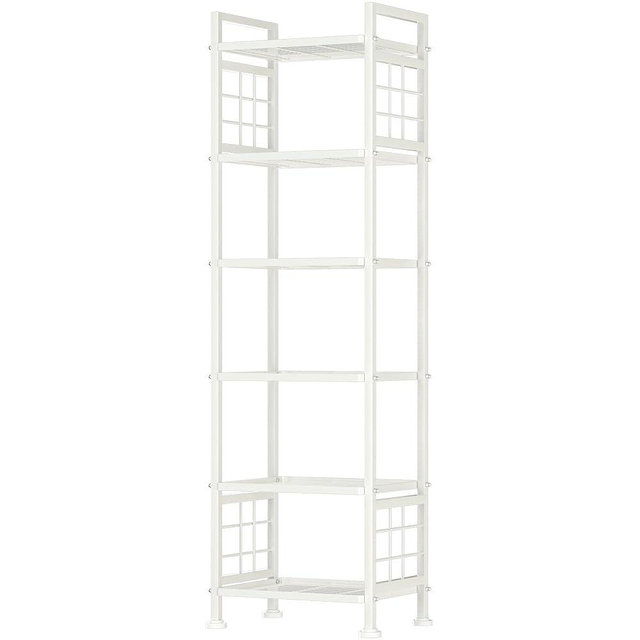 GIOTORENT 6-Wire Standing Storage Shelves, Metal Shelving Unit Pantry Rack for Laundry Kitchen Bathroom Organizer(White)