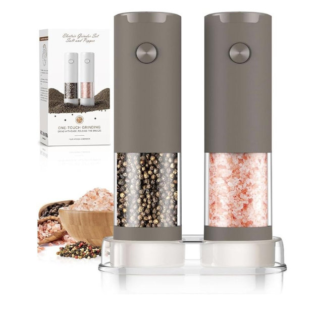 Electric Salt and Pepper Grinder Set Automatic Adjustable Coarseness Pepper Grinder Shakers Set Kitchen Products Anniversary Birthday Ideas Gifts for Men