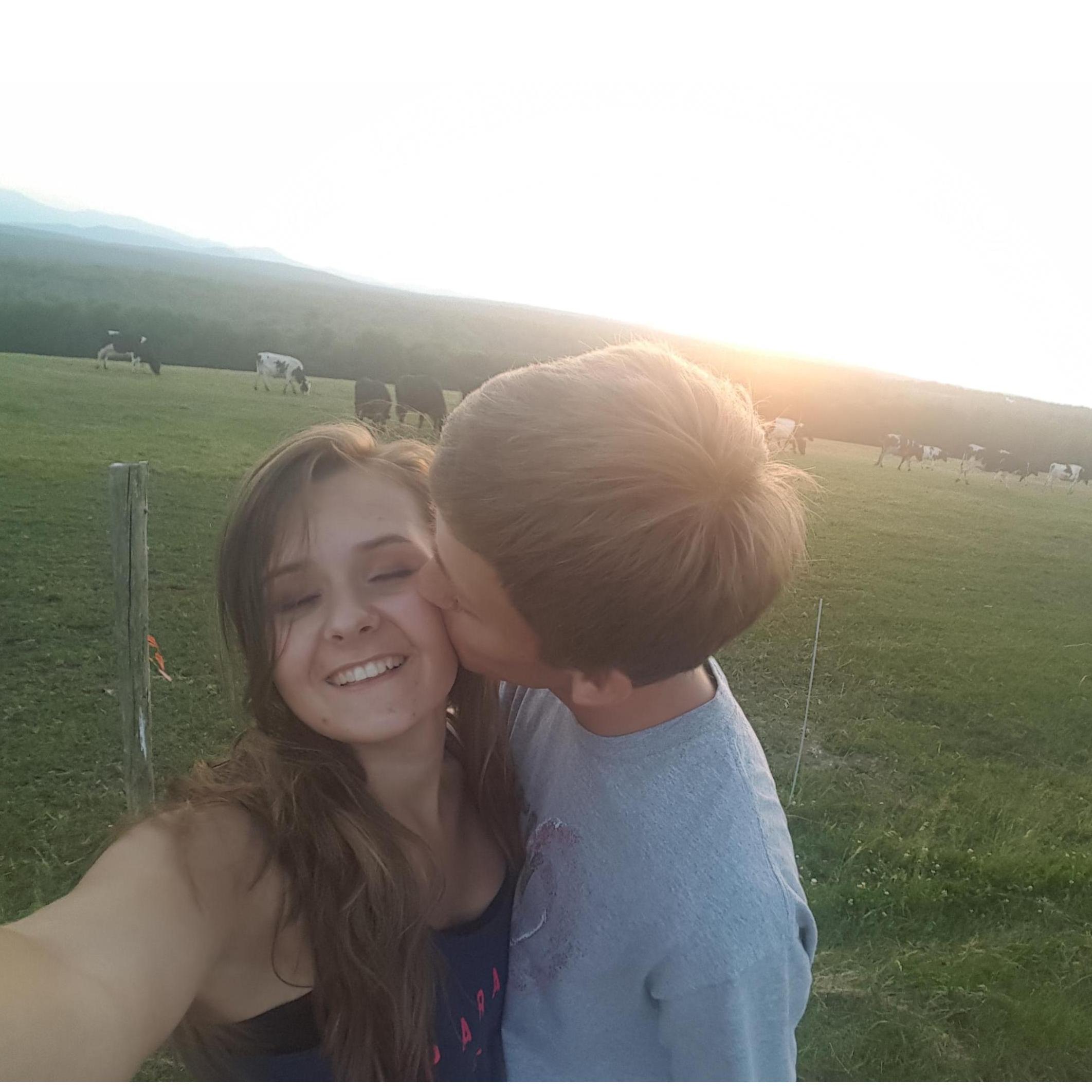 Nathaniel's first time to my home town! We did devos together at an overlook near some cow friends. :)