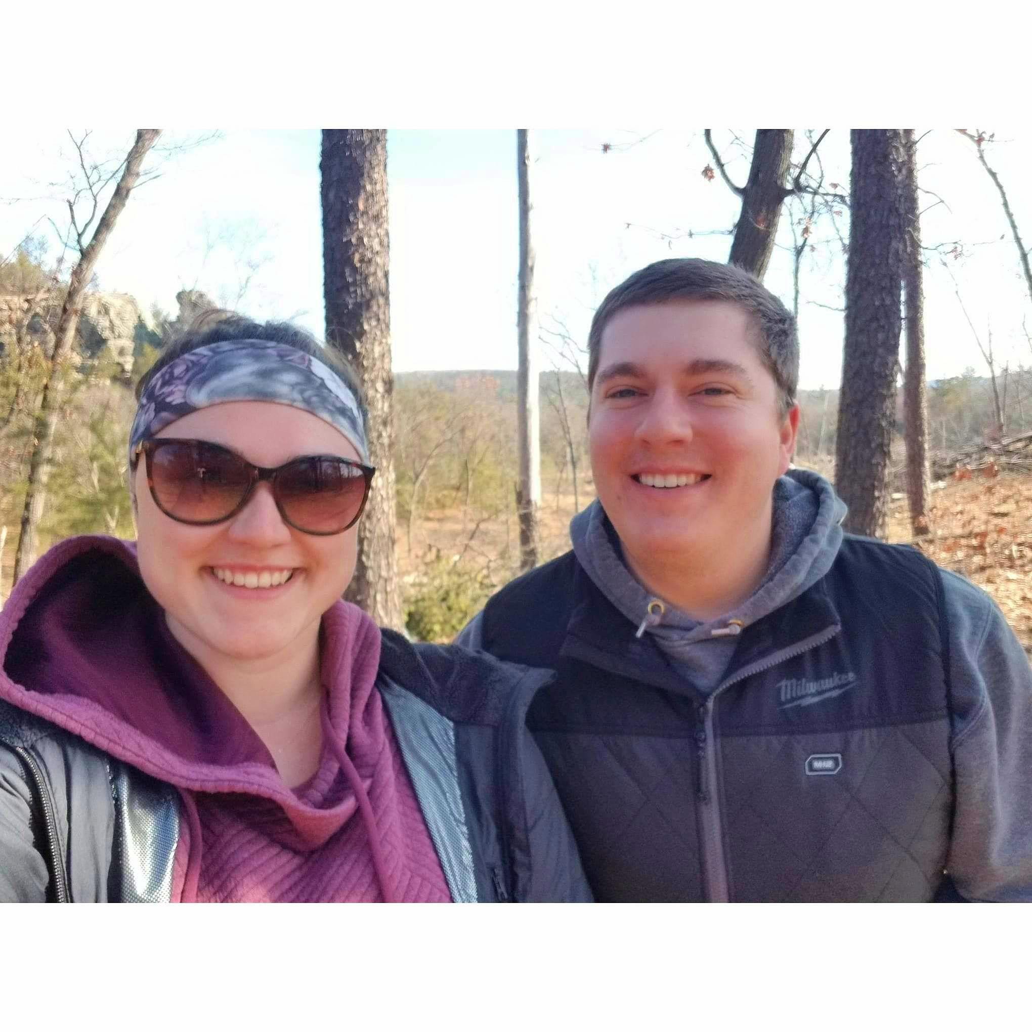 Hiking at Mill Bluff State Park 2023.